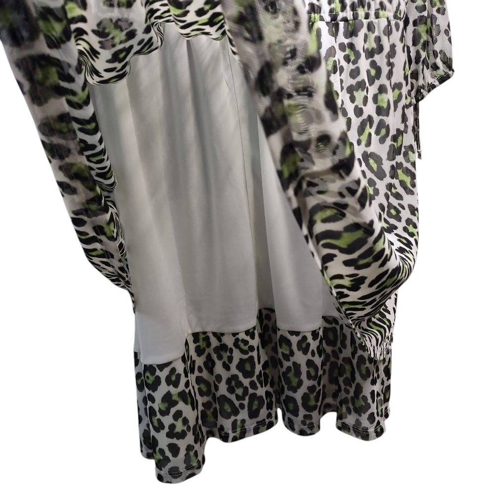 Cato Dress Multicolor Mesh Animal Print V-Neck 3/4 Cut-out Sleeve Sz 22/24W NWT - Picture 7 of 11